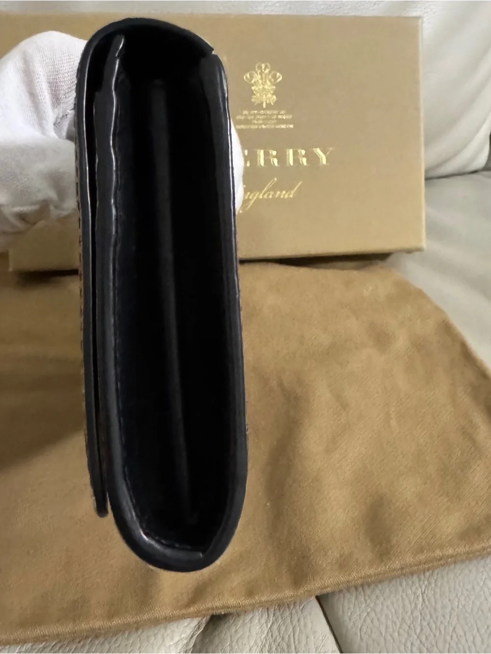 Burberry Vintage check long wallet brown canvas leather. 7.5”x 3.7”